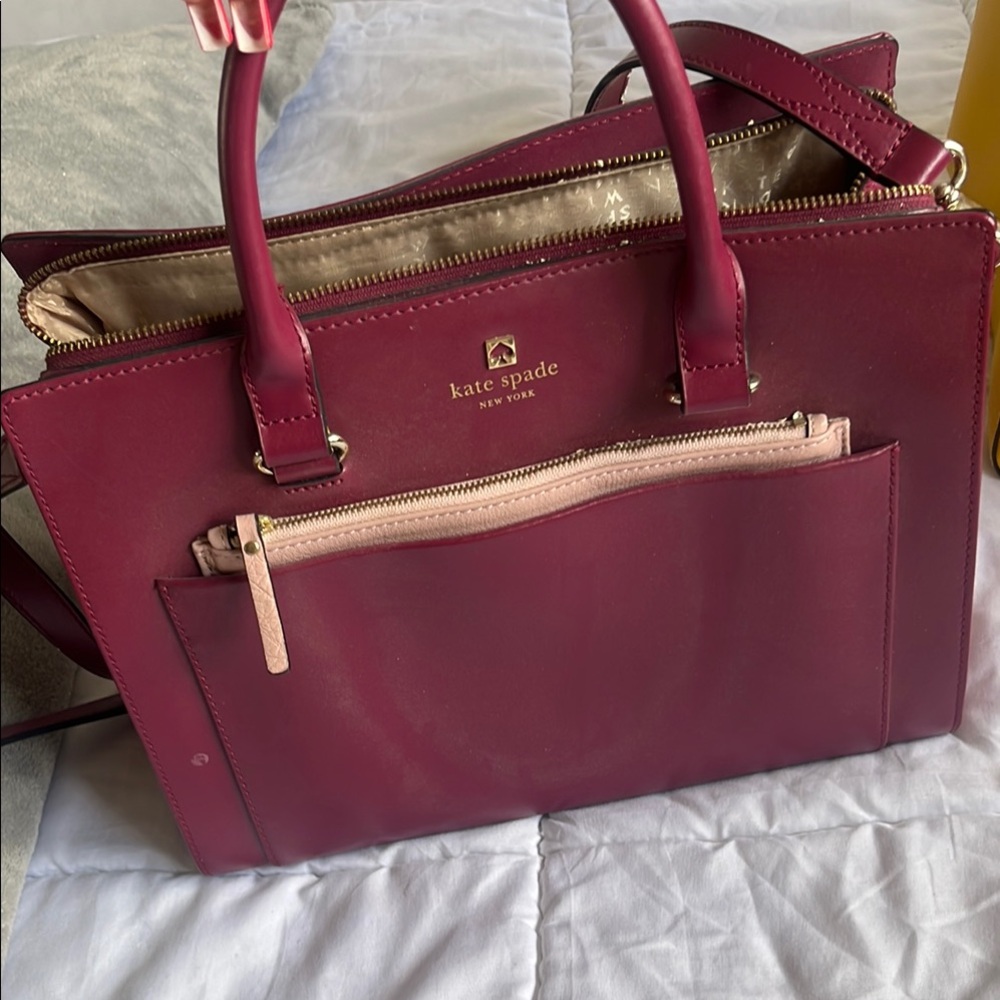 Kate Spade Burgundy Leather Tote Bag